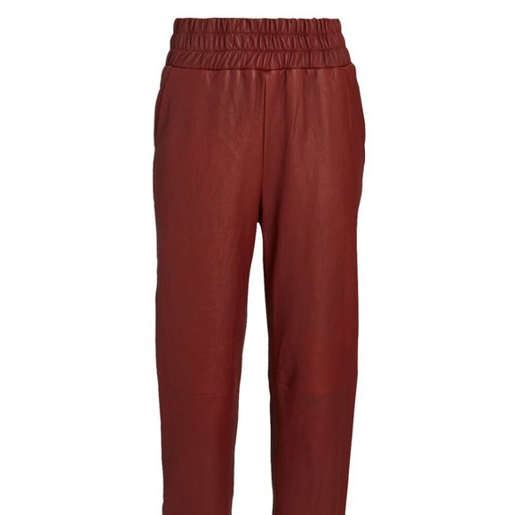 Like new VERONICA BEARD Wasia Brown Lamb Leather Cropped Joggers Size 6 - Picture 14 of 14